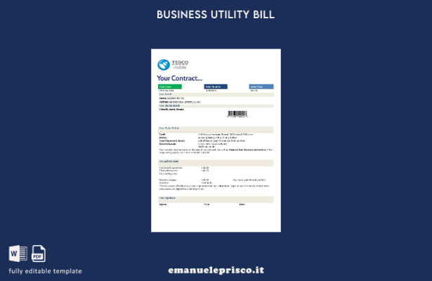 stile verificato Modello di bolletta delle utenze aziendali di Tesco Mobile del 